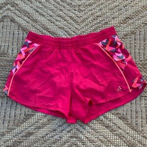 Pink Adidas Climalite running shorts, with built-liner and key pouch